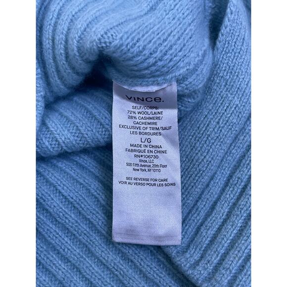 Vince Light Blue Wool Cashmere Ribbed Mock Neck Sweater Women’s Large - Picture 9 of 9